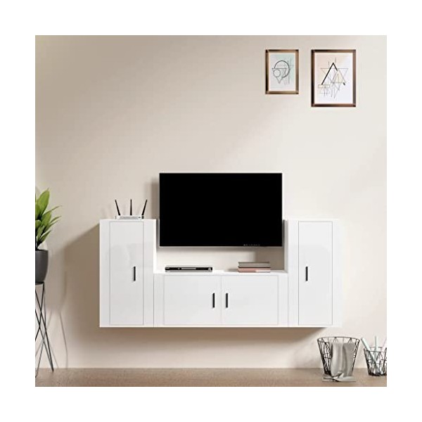 VEEKI Meuble TV, Meuble TV Suspendu, Meuble TV Industriel, Meuble TV Bois, Meuble Chambre, Convient pour Salon ou Chambre, En