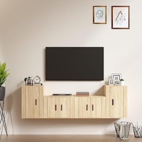 VEEKI Meuble TV, Meuble TV Suspendu, Meuble TV Industriel, Meuble TV Bois, Meuble Chambre, Convient pour Salon ou Chambre, En