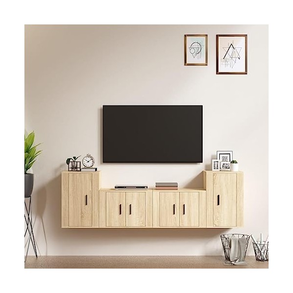 VEEKI Meuble TV, Meuble TV Suspendu, Meuble TV Industriel, Meuble TV Bois, Meuble Chambre, Convient pour Salon ou Chambre, En