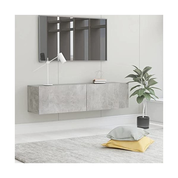 Meuble TV Gris béton 120x30x30 cm Aggloméré, Salon de Jardin Exterieur pour Jardin Extérieur, Dintérieur, Mobilier Modulaire