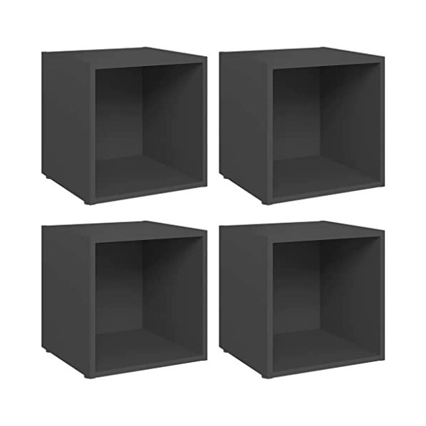vidaXL 4X Meubles TV Centres de Divertissement Armoires Stéréo avec 1 Compartiment Salon Salle de Séjour Maison Gris 37x35x37