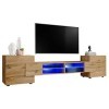 ExtremeFurniture Meuble TV Bridge | Meuble TV avec 2 étagères en Verre | LED | Moderne | Élégant | Pratique | Solide