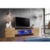 ExtremeFurniture Meuble TV Bridge | Meuble TV avec 2 étagères en Verre | LED | Moderne | Élégant | Pratique | Solide