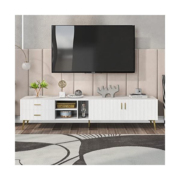 I0I&I0I Meuble TV moderne pour TV 75" Blanc