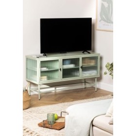 SKLUM Meuble TV en Métal et Verre Vertal Céladon