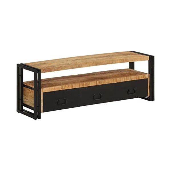 Générique Meuble TV 120x30x40 cm Bois Massif de manguier,22.55 KG,338466, Meubles, Meubles TV