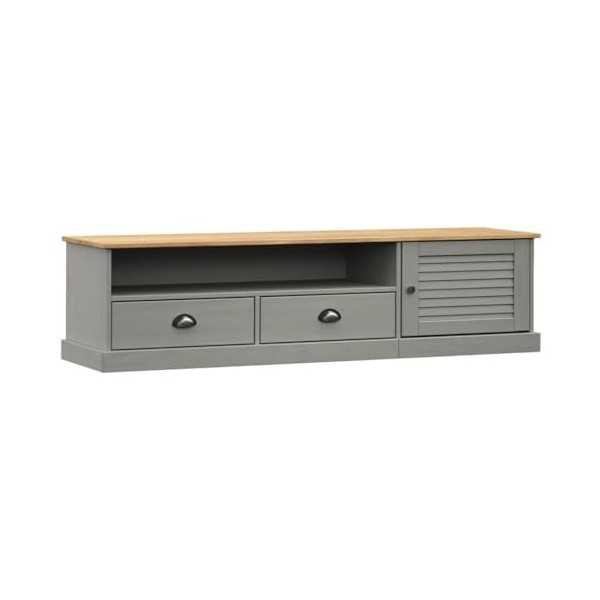 Meuble TV, Banc TV Support de Télévision Table TV Bas Armoire Basse Meuble TV Vigo Gris 156x40x40 cm Bois Massif de pin