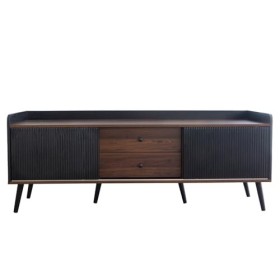 NIKKHO Meuble TV avec 2 tiroirs despace de rangement, plateau bas avec deux portes coulissantes Texture exquise Meuble TV po