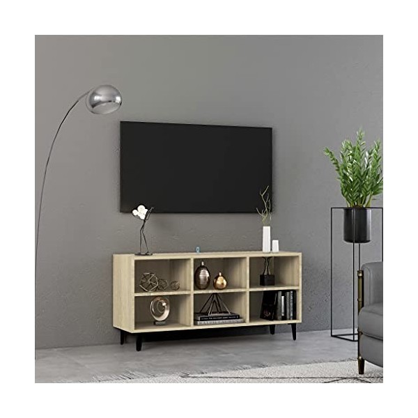 FAMIROSA Meuble TV avec Pieds en métal Chêne Sonoma 103,5x30x50 cm-17.13KG