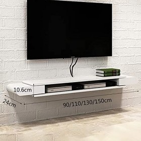 MABIBI Meuble TV mural, meuble TV flottant pour salon, chambre à coucher, blanc, 110 cm