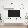 Meuble TV, Meuble TV Suspendu, Meuble TV Blanc, Meuble TV Industriel, Meubles de Salon, Salon, Chambre, Cadre en Acier, vidaX