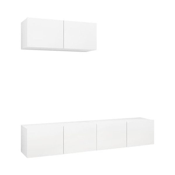 Meuble TV, Meuble TV Suspendu, Meuble TV Blanc, Meuble TV Industriel, Meubles de Salon, Salon, Chambre, Cadre en Acier, vidaX