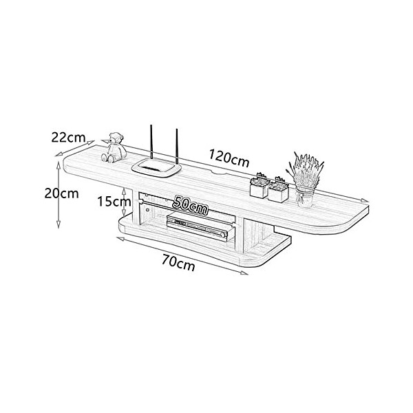 Meuble TV flottant, meuble TV, unités murales pour salon, meuble TV mural, support de rangement pour médias et divertissement