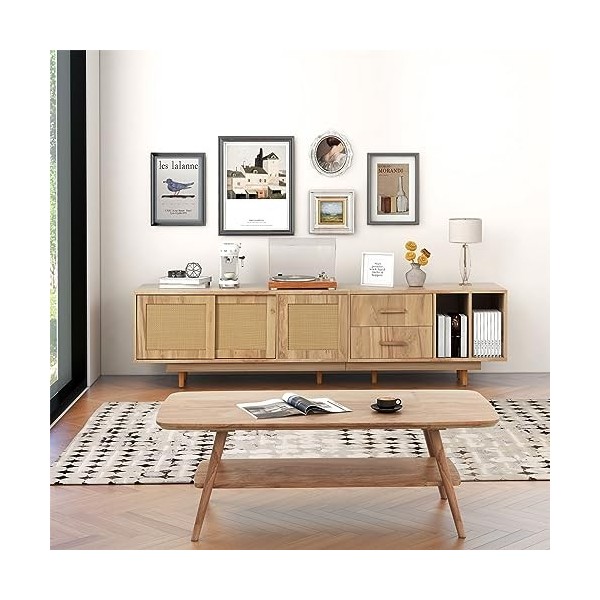 ATHRZ Meuble TV - Support TV pour téléviseur de 208 cm - Meuble TV - Centre de divertissement - Rustique - Console multimédia