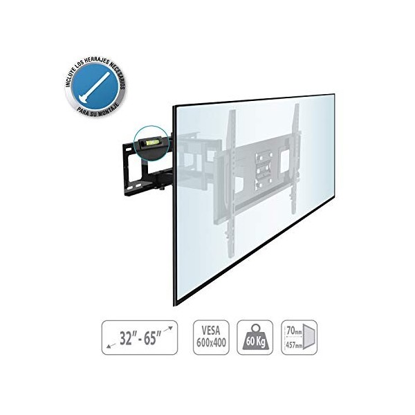 TM Electron TMSLC143 Support Mural Universel inclinable et pivotant avec Bras pour écrans LED, OLED, LCD, Plasma ou téléviseu