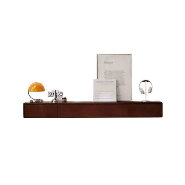 Meuble TV Flottant Console De Meuble TV Murale avec Tiroir Et Porte Étagères De Rangement Multimédia pour Salon Et Bureau Co