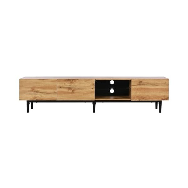 NIKKHO Meuble TV moderne avec grain de bois avec 3 tiroirs et 1 porte - Design unique - Pour salon - 175 L x 31 l x 41 H
