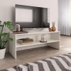 Homgoday Meuble TV blanc 100 x 40 x 40 cm en aggloméré, meuble TV meuble bas pour TV, table de salon, support TV pour salon