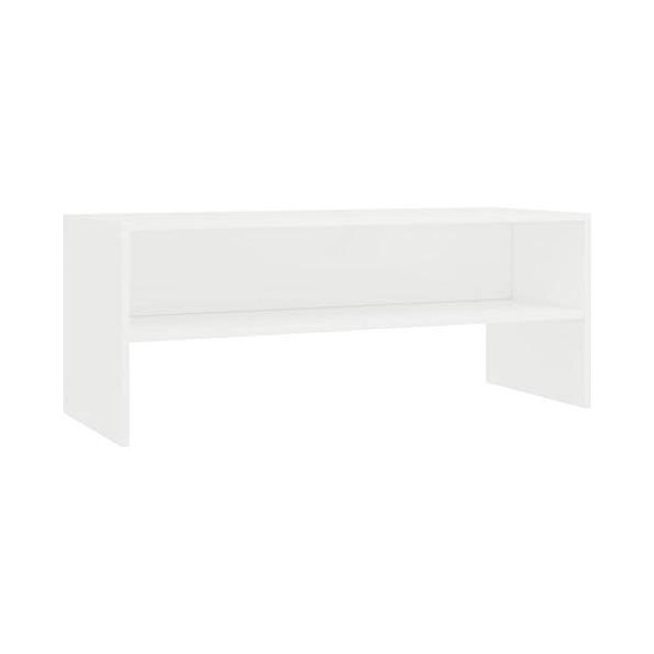 Homgoday Meuble TV blanc 100 x 40 x 40 cm en aggloméré, meuble TV meuble bas pour TV, table de salon, support TV pour salon