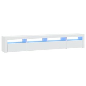 FAMIROSA Meuble TV avec lumières LED Blanc 240x35x40 cm 48KG 