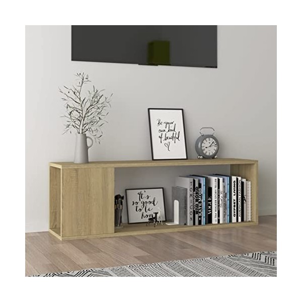 Homgoday Meuble TV noir 100 x 24 x 32 cm en bois dingénierie, meuble de divertissement, meuble TV, meuble Hifi, meuble stéré