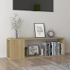 Homgoday Meuble TV noir 100 x 24 x 32 cm en bois dingénierie, meuble de divertissement, meuble TV, meuble Hifi, meuble stéré