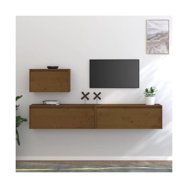 VEEKI Meuble TV, Meuble TV Suspendu, Meuble TV Industriel, Meuble TV Bois, Meuble Chambre, Convient pour Salon ou Chambre, Me
