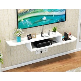 Meuble TV Flottant Meuble TV Flottant, Centre de Divertissement Multimédia en Bois Massif Console TV Suspendue Multifonction 