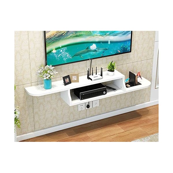Meuble TV Flottant Meuble TV Flottant, Centre de Divertissement Multimédia en Bois Massif Console TV Suspendue Multifonction 