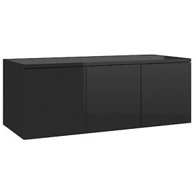 Meuble TV Noir Brillant 80x34x30 cm Aggloméré - Meuble télé, Meuble TV Industriel, Meuble Chambre, Convient pour Salon ou Cha