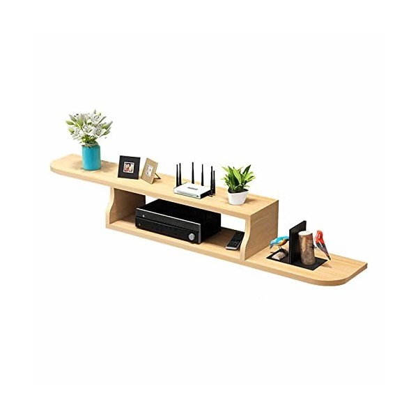 Meuble TV Flottant Meuble TV Flottant, Centre de Divertissement Multimédia en Bois Massif Console TV Suspendue Multifonction 