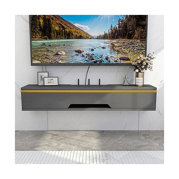 Vendics Étagère de Boîtier Décodeur Pour Meuble Tv Mural, Petite Console Multimédia Murale, Meuble Tv Flottant Meuble Tv, Éta