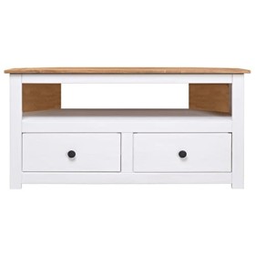 Camerina Meuble TV dangle Blanc 93x49x49 cm Pin Assortiment Panama,Meuble TV,Table TV,Ensemble Meuble TV