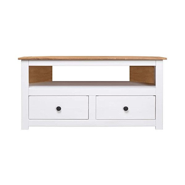 Camerina Meuble TV dangle Blanc 93x49x49 cm Pin Assortiment Panama,Meuble TV,Table TV,Ensemble Meuble TV