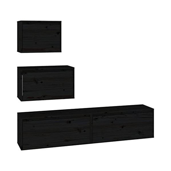 Générique Meubles TV 4 pcs Noir Bois Massif de pin, 28.03 kg, 3100148, Meubles, Meubles TV