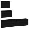 Générique Meubles TV 4 pcs Noir Bois Massif de pin, 28.03 kg, 3100148, Meubles, Meubles TV