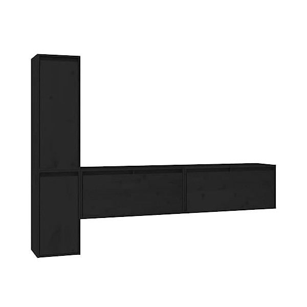 Générique Meubles TV 4 pcs Noir Bois Massif de pin,29.88 KG,3100283, Meubles, Meubles TV