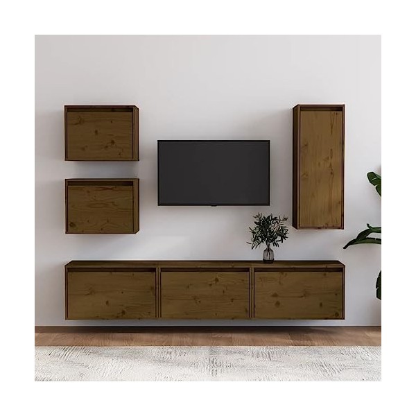 Générique Meubles TV 6 pcs Marron Miel Bois Massif de pin,35.45 KG,3100187, Meubles, Meubles TV
