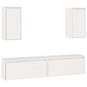 Générique Meubles TV 4 pcs Blanc Bois Massif de pin,28.78 KG,3100170, Meubles, Meubles TV