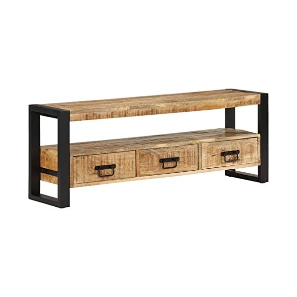 FAMIROSA Meuble TV 120x30x45 cm Bois Massif de manguier 22.81KG 