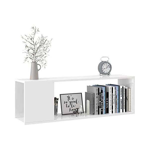 Susany Meuble TV Banc TV Armoire de TV Blanc Brillant 100x24x32 cm Aggloméré