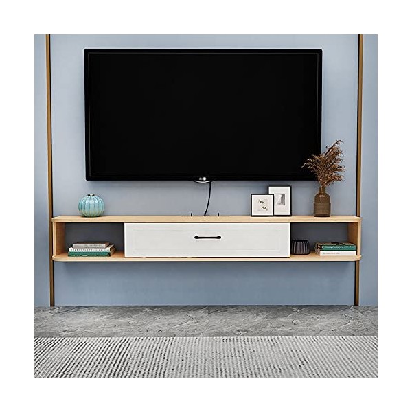 KAXGU Centre Multimédia Mural, Meuble Tv Flottant de Capacité Avec Tiroir, Console de Divertissement Pour Meuble Tv Pour Salo