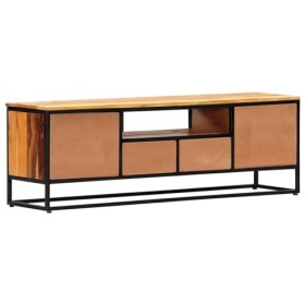 JUNZAI Meuble TV 120 x 30 x 40 cm Bois de récupération Massif et Acier,Meuble TV Longueur,Meubles De Salon TV,Meuble Bas Salo