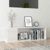 Tidyard Meuble TV Banc TV Armoire de TV Blanc Brillant 100x24x32 cm Aggloméré