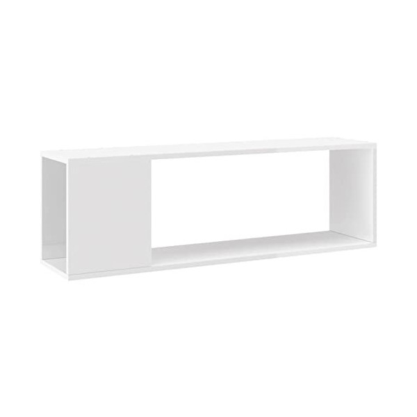 Tidyard Meuble TV Banc TV Armoire de TV Blanc Brillant 100x24x32 cm Aggloméré