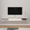 Pmnianhua Meuble TV flottant,140 cm,Fixation murale,Étagères flottantes avec tiroir,Moderne mat,Console centrale de divertiss