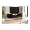 Vivaldi Meuble TV Rob | 160 x 35 x 38,7 cm | Chêne Artisanal/Noir Mat | Éclairage LED