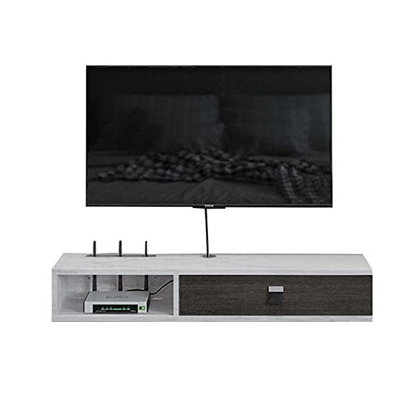 XIBANY Meuble TV Mural Meuble TV Flottant Fixé Au Mur,Meuble TV Mural avec 1 Porte,Étagère De Rangement pour Console Multiméd