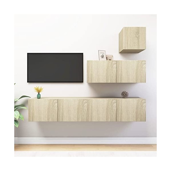 VEEKI Meuble TV, Meuble TV Suspendu, Meuble, Meuble TV avec Rangement，Meuble Industriel, Convient pour Salon ou Chambre, Ense