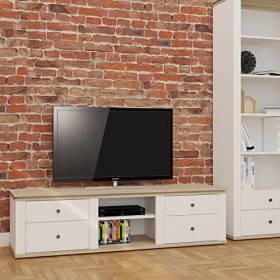 Oggi Werda Carmen Grand Meuble TV avec 2 espaces Ouverts pour équipement vidéo/Radio et 4 tiroirs coulissants Panneau stratif